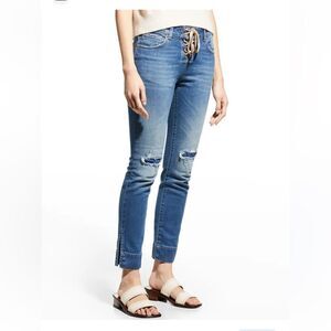 SER.O.YA MID RISE SLIM LACE UP LUCA JEANS DENIM NEW